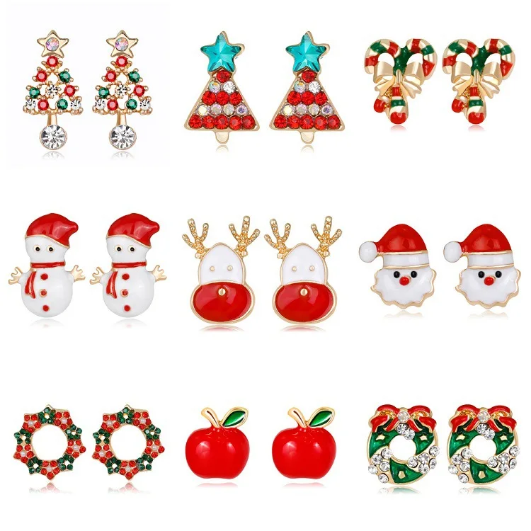 

New Christmas Earrings ornaments Christmas tree santa claus Snowman bell Earrings Christmas ornaments