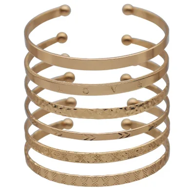 

2 Pieces/set Gold Retro Alloy Roman Numerals Open Charm Bangle Set Birthday Gift for Women, As picture