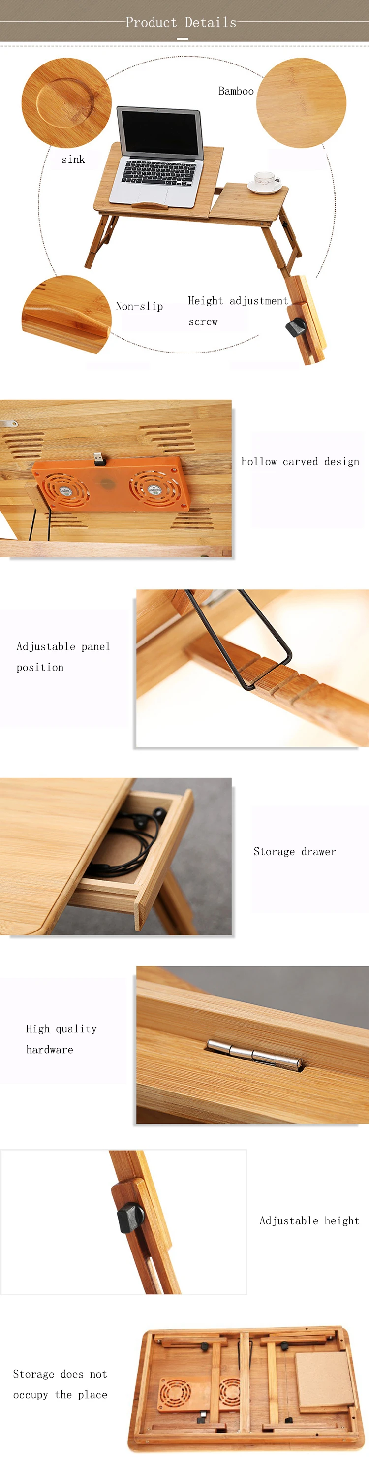 100% bamboo foldable breakfast serving lap desk folding table tray bed table desks