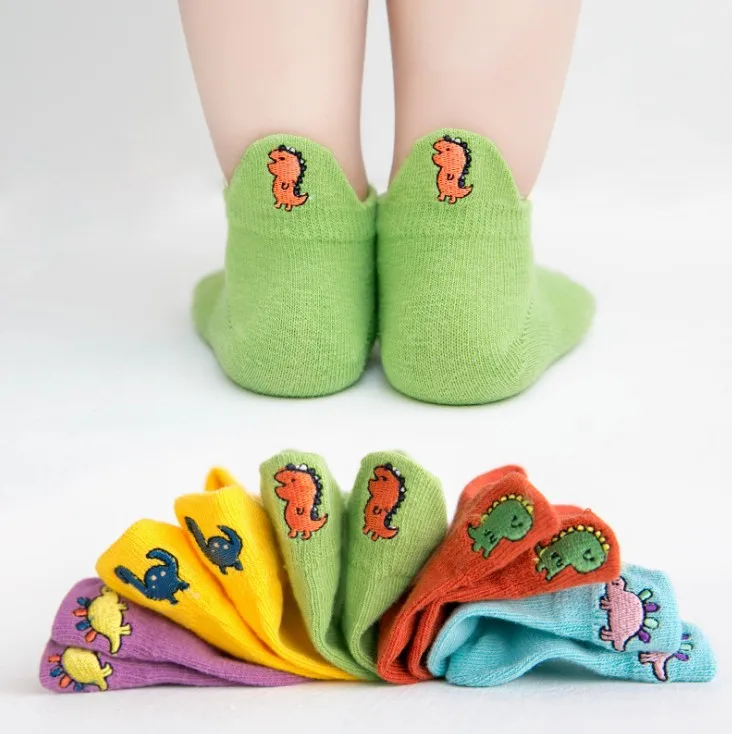 

5 pairs lot baby short cotton socks toddler boys girls summer mesh thin sock kids children funny dinosaur socks, Picture shown