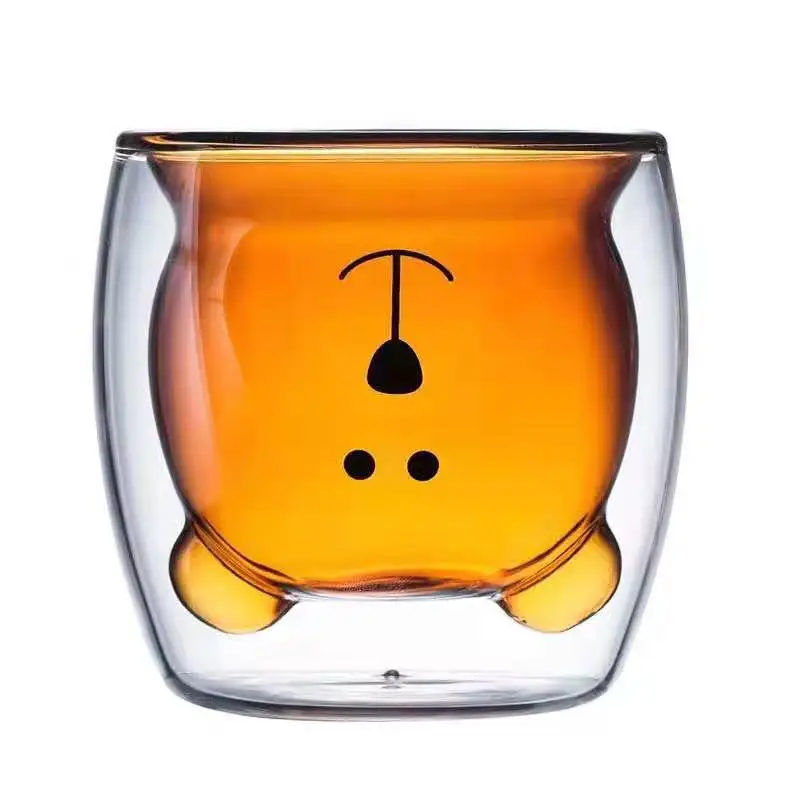 

Creative Borosilicate Bear Double Wall Glass Coffee Cup Drinking water cup, Transparent