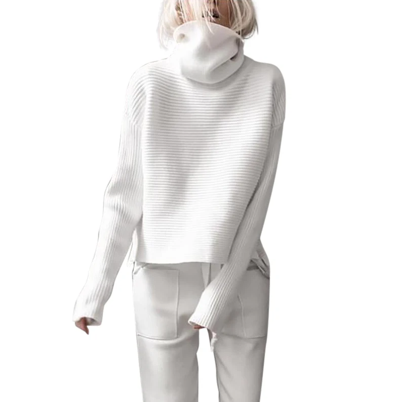 

2020 new sweater loose casual white women's knitting Pullover