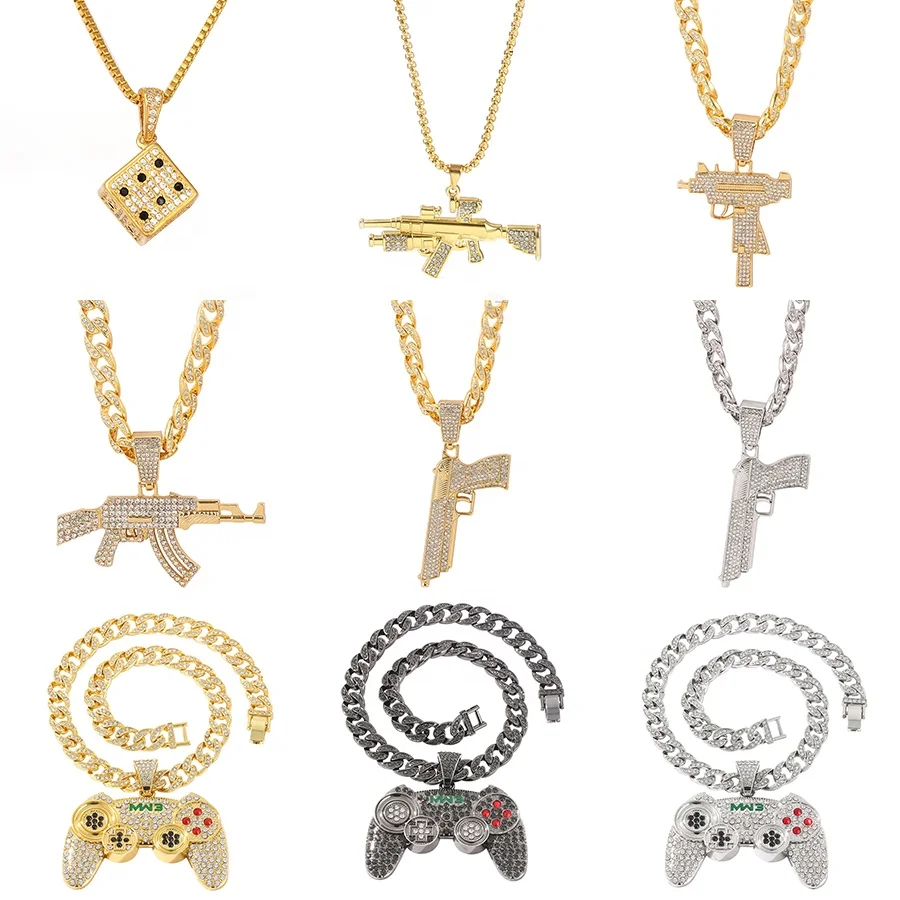 

Custom 14k 18k 24k Gold Plated Grand Theft Auto Game GTA 5 V Accessories Jewelry Immersive Charm Pendent Game GTA v Necklace Set, Silver/18k gold/rose gold