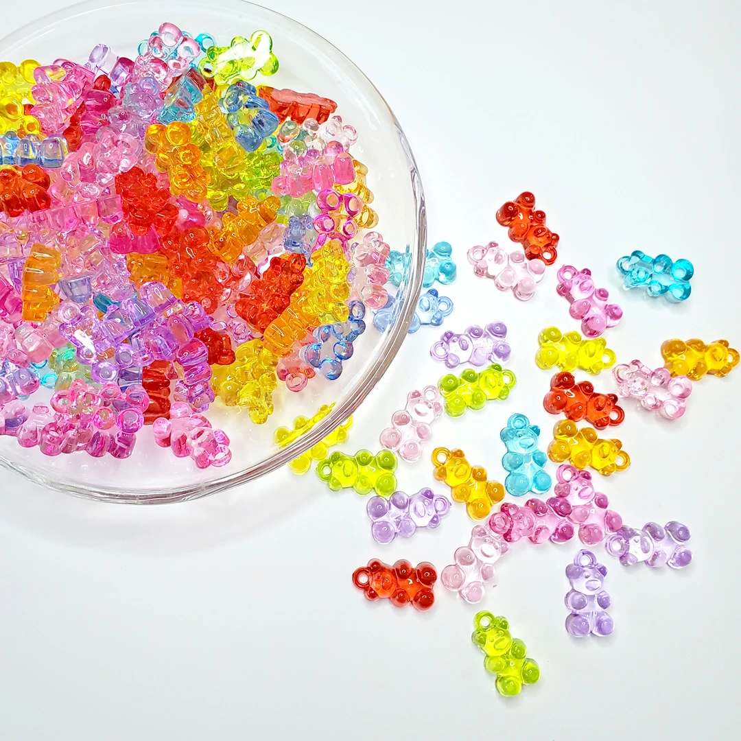 

Wholesale Cheap Price Colorful  Acrylic Clear Gummy Bear Beads 520g/Bag Loose Spacer Beads DIY Jewelry Making Findings