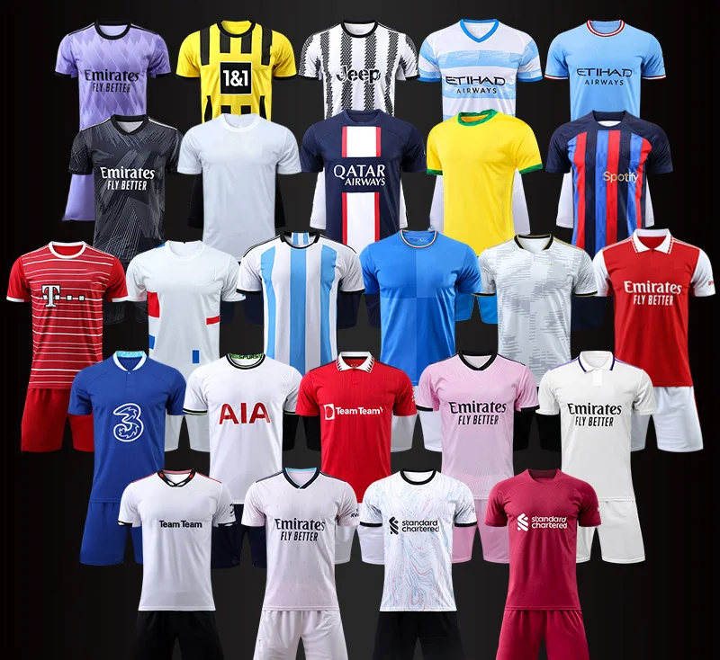 

Wholesale team club custom football wear set embroidery soccer kit Original Thailand quality Sublimated soccer jersey for men