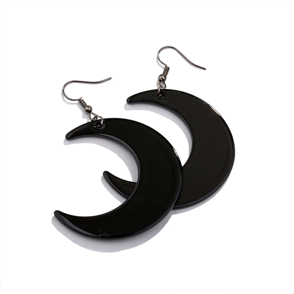 

Trendy Big Black Moon Earring Drop Acrylic Hyperbole Earrings for Women Punk Jewelry, Colorful