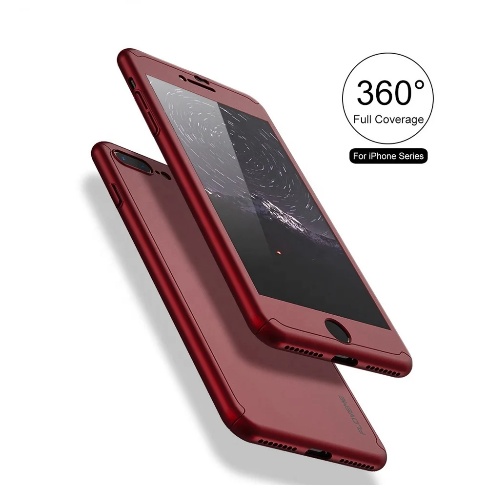 

2019 Mobile accessories Full Cover Phone case with Tempered Glass 360 Degrees PC Case for iPhone X XS max XR 6 7 8 plus