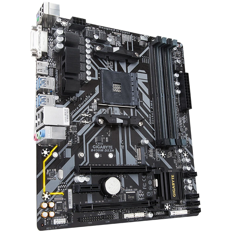 gigabyte ga-b450m-ds3h desktop computer motherboard support amd