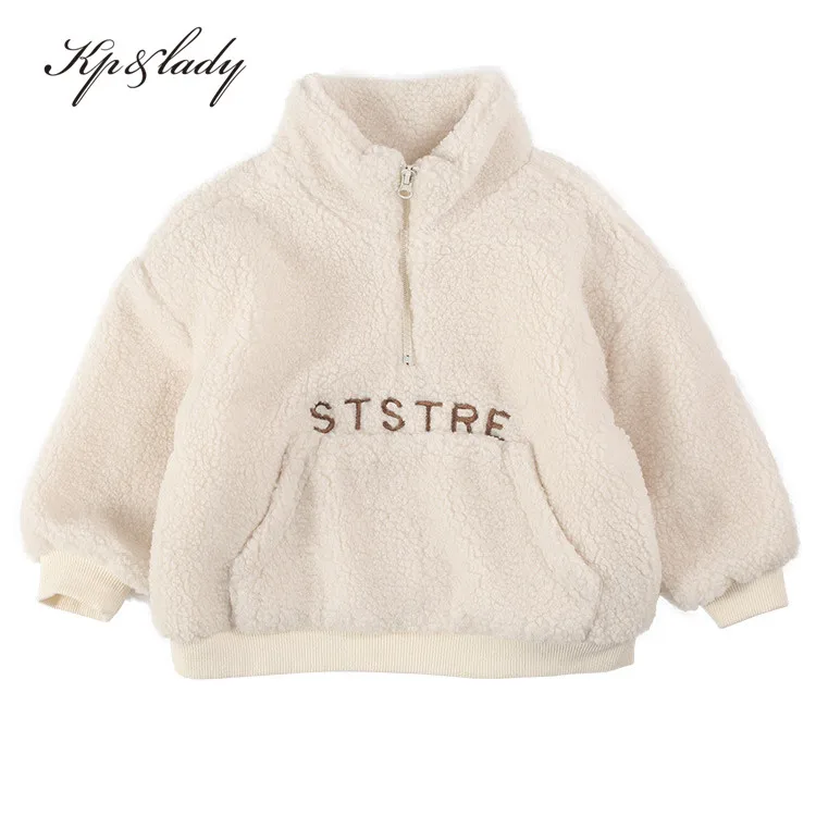 

Boys Winter New Korean Version Of Lamb Wool Polar Fleece Turtleneck Children'S Plus Velvet Sweatshirt Coat, Customized color