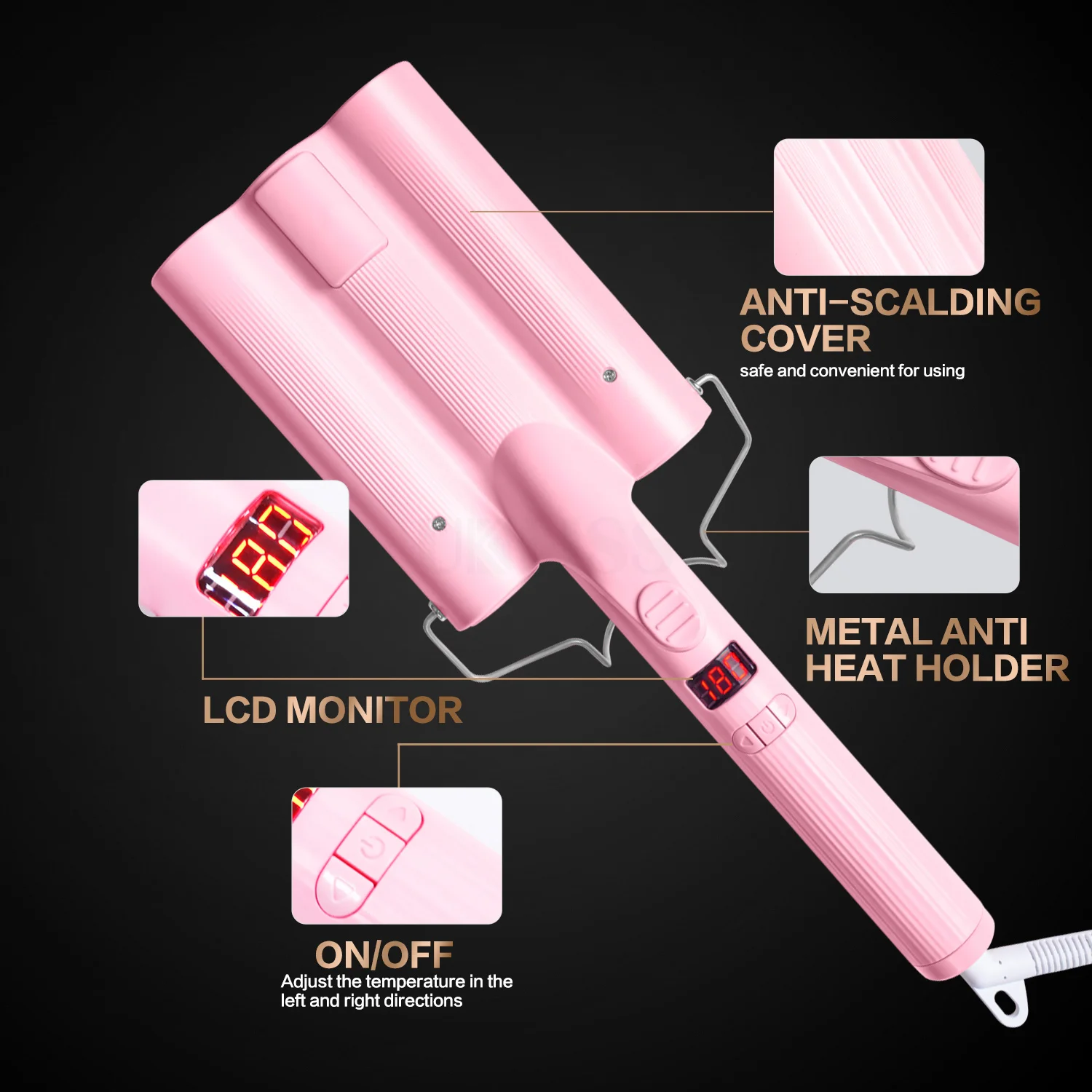 Ce Fcc 3 Barrel Curling Iron Auto Electric Hair Curler Inhale Hair Curl