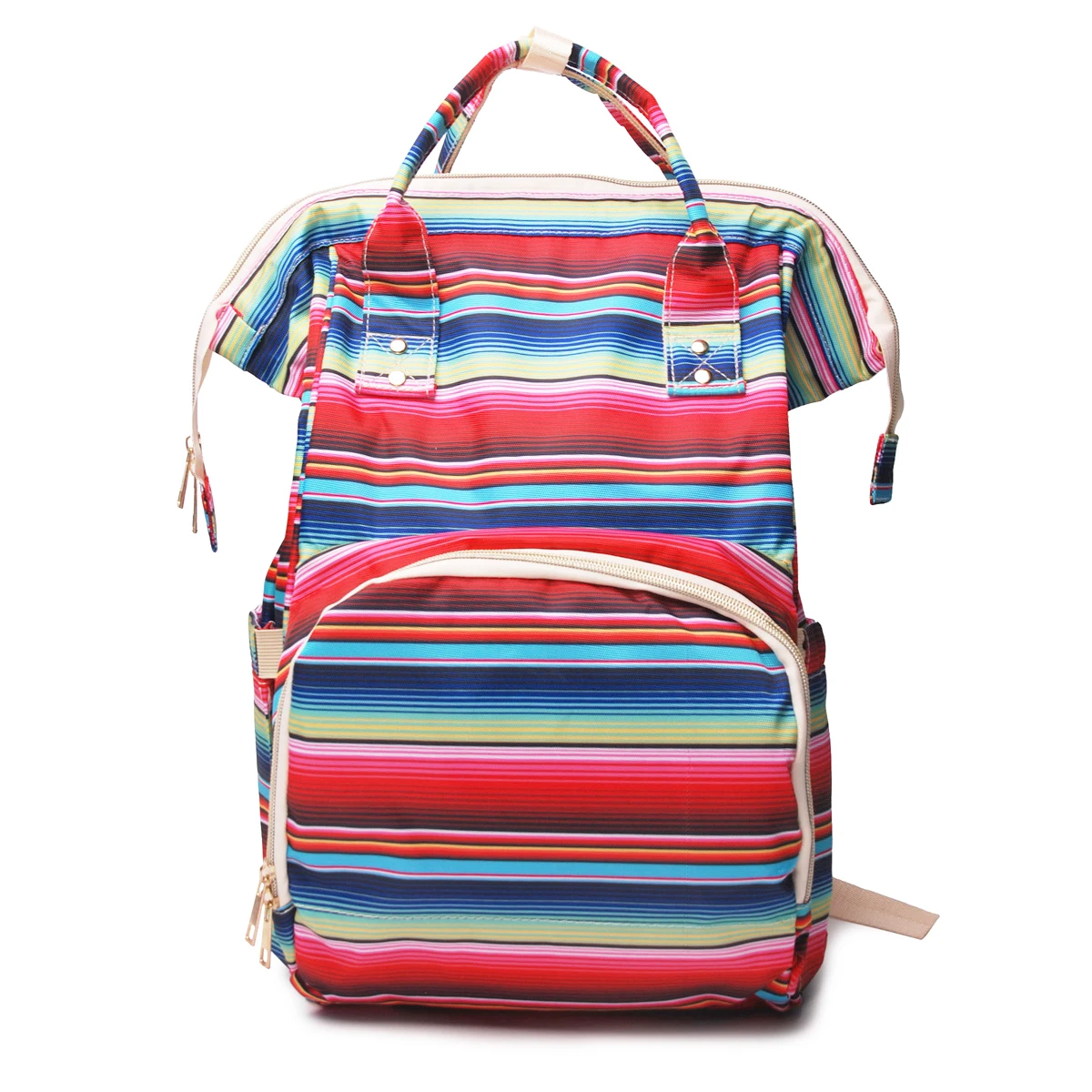 

Wholesale Mummy Diaper Backpack Striped Print Baby Care Diaper Bag Backpack Canvas Multi-Function Diaper Bag DOM-1081276, Serape, aztec, llama, leopard and so on,