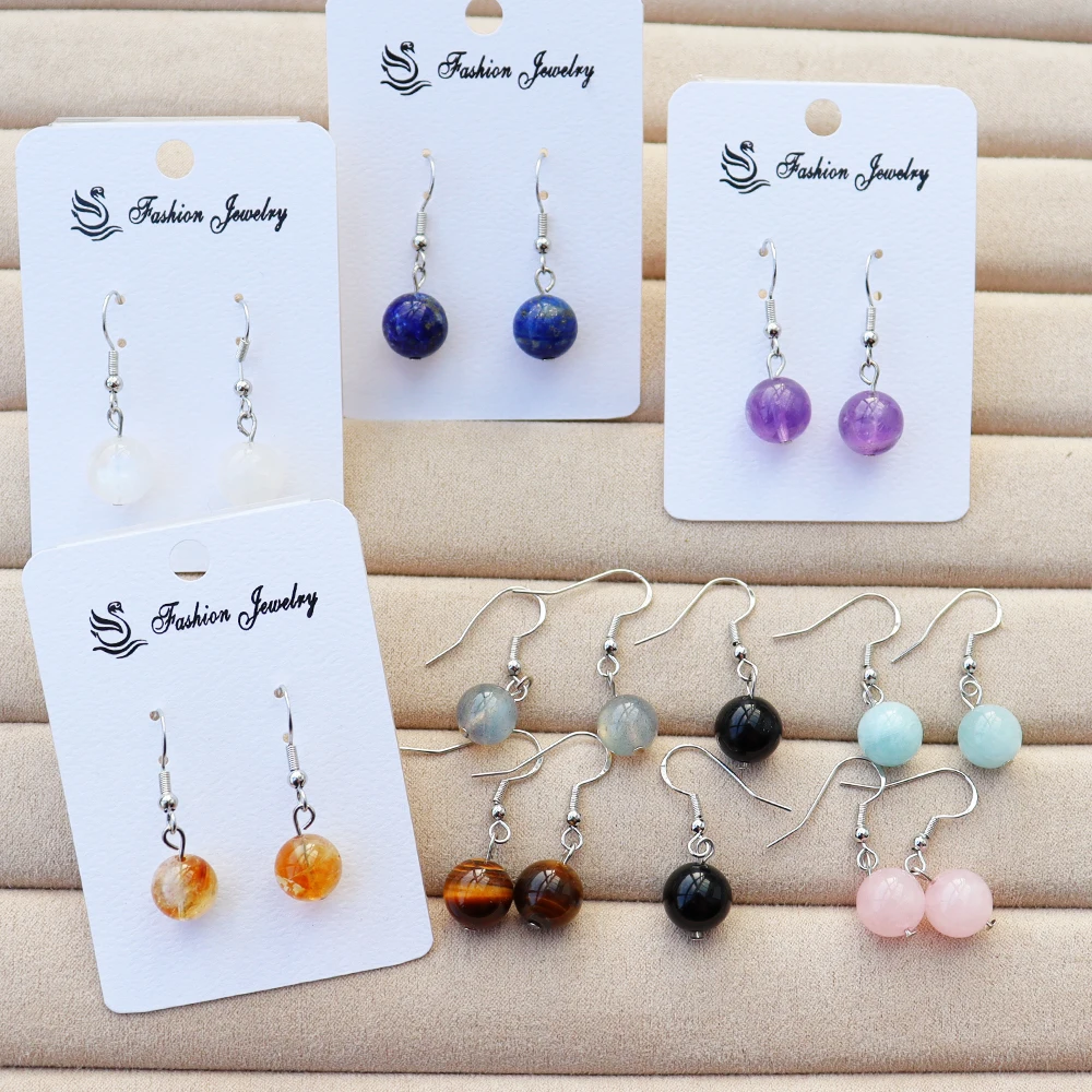 

Hot sale a new drop of earring charms Women natural crystal earrings rose quartz aquamarine amethyst