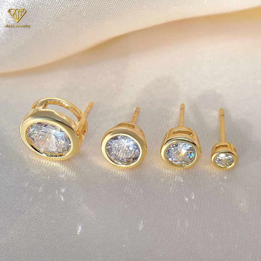 

Multi Specification Mini Brilliant Cut Cubic Zirconia 18K Gold Plated Round Stud Earrings