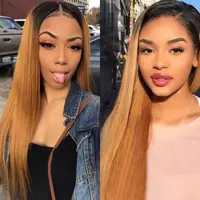 

13*6 Ombre Human Hair Wigs Honey Blonde Brazilian Straight Lace Front Wig Pre Plucked Hairline With Baby Hair 1B/27