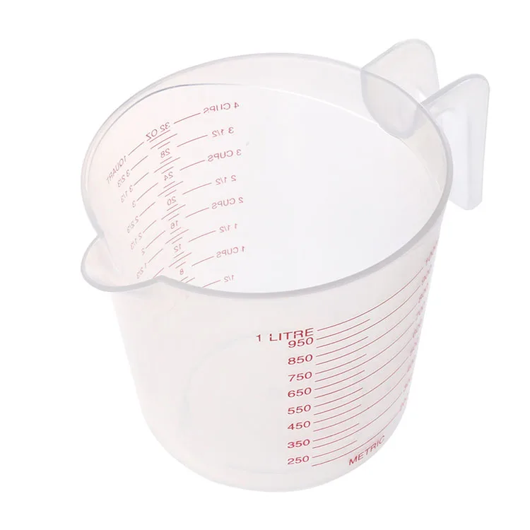 

1L Plastic Measuring Cup 1000ml/32 oz Cooking Barking Kitchen Lab Container Graduated Jug, Transparent