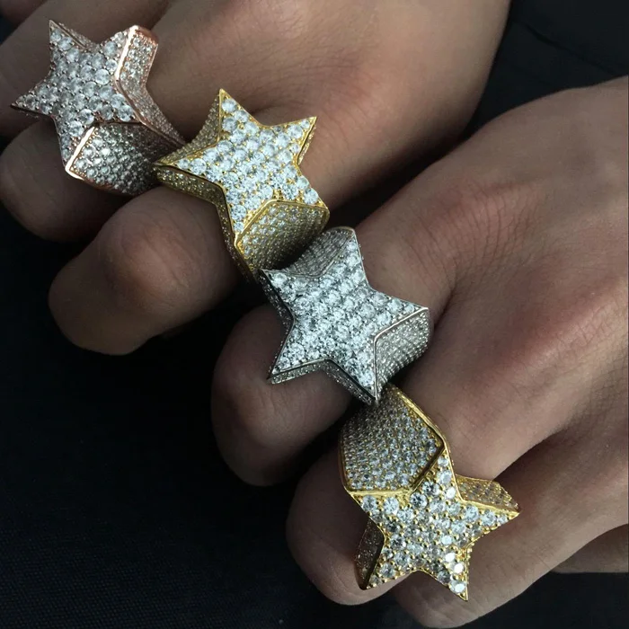 

Miss Jewelry new design men gold plated star diamond ring, Rhodium,rose gold,14k,18k gold,black