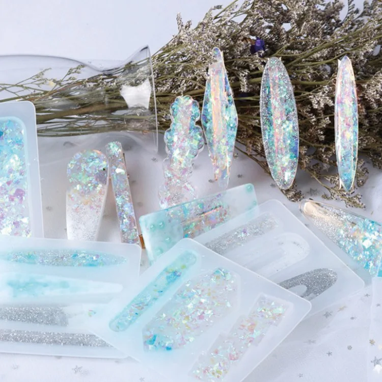 

Jaunty DIY crystal drop gel hair clip silicone mould makes hair clip pendant earrings by hand