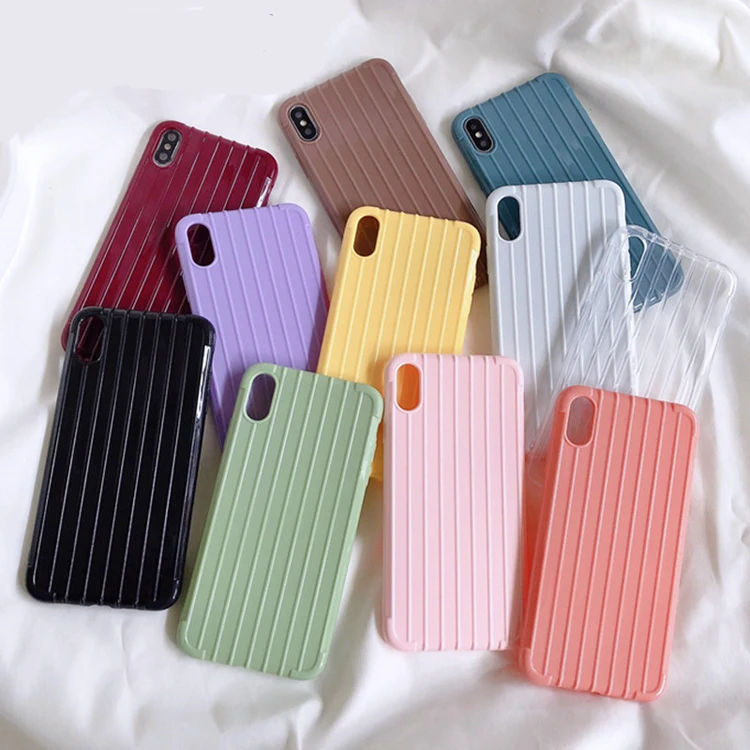 

Fashion custom travelled box stripe airbag shockproof jelly soft tpu phone case for iphone xs max back cover case