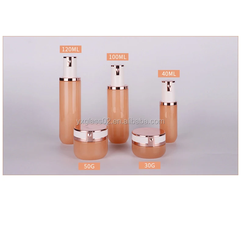 Cosmetic glass bottle set skincare container manufacturer  packaging glass bottle factory