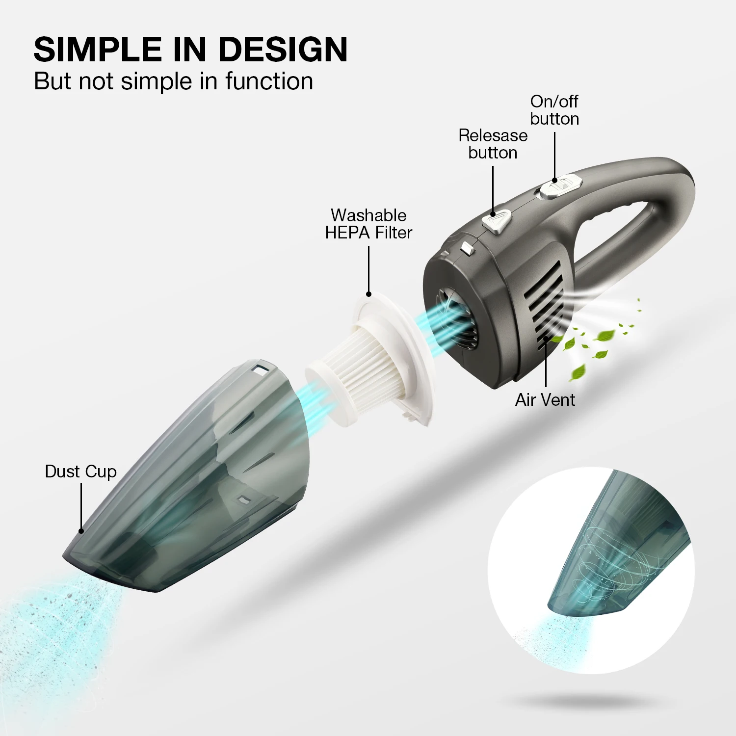 
120W 8000pa Handheld Home Vacuum Cleaner HEPA Filter Mini Portable USB Rechargeable Cordless Wet Dry Use 2200mAh 