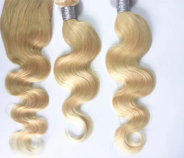 

YL 613 blonde bundles with closure human hair light blonde