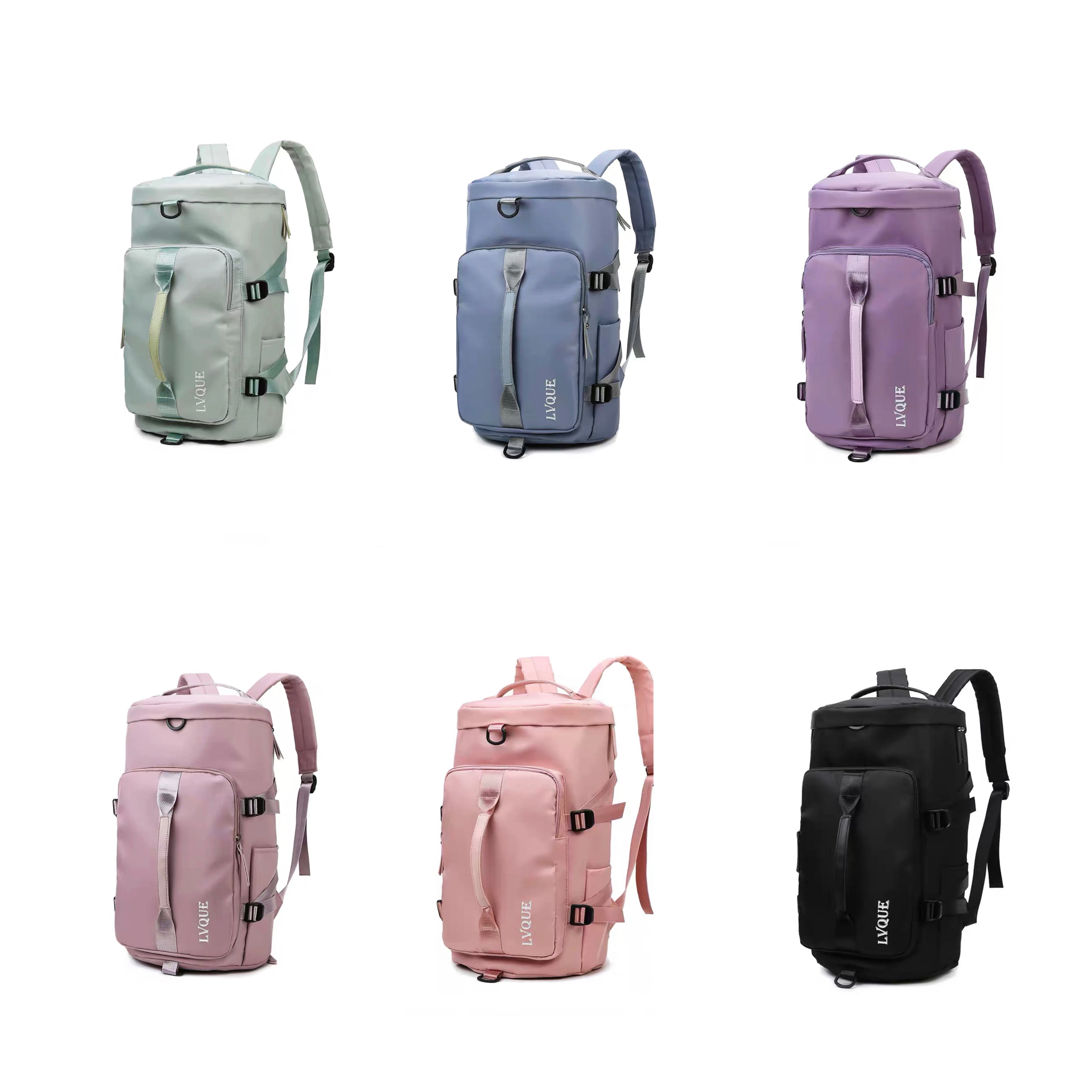 

Factory direct sales custom outdoor sports travel backpack waterproof gym backpack for men and women, Misty blue+taro purple+black+light meat powder+jelly green+sky blue