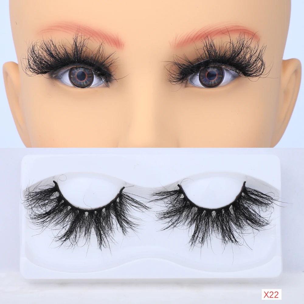 

3D Mink False Eyelashes Thick Cross Long Full Strips Lashes Case Wispy Fluffy 25mm Mink Eyelash Vendor Customized Boxes, Black