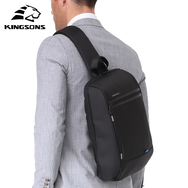 

Kingsons wholesale lightweight Man chest bag multifunction cell phone shoulder crossbody bag usb men's sling bag for men