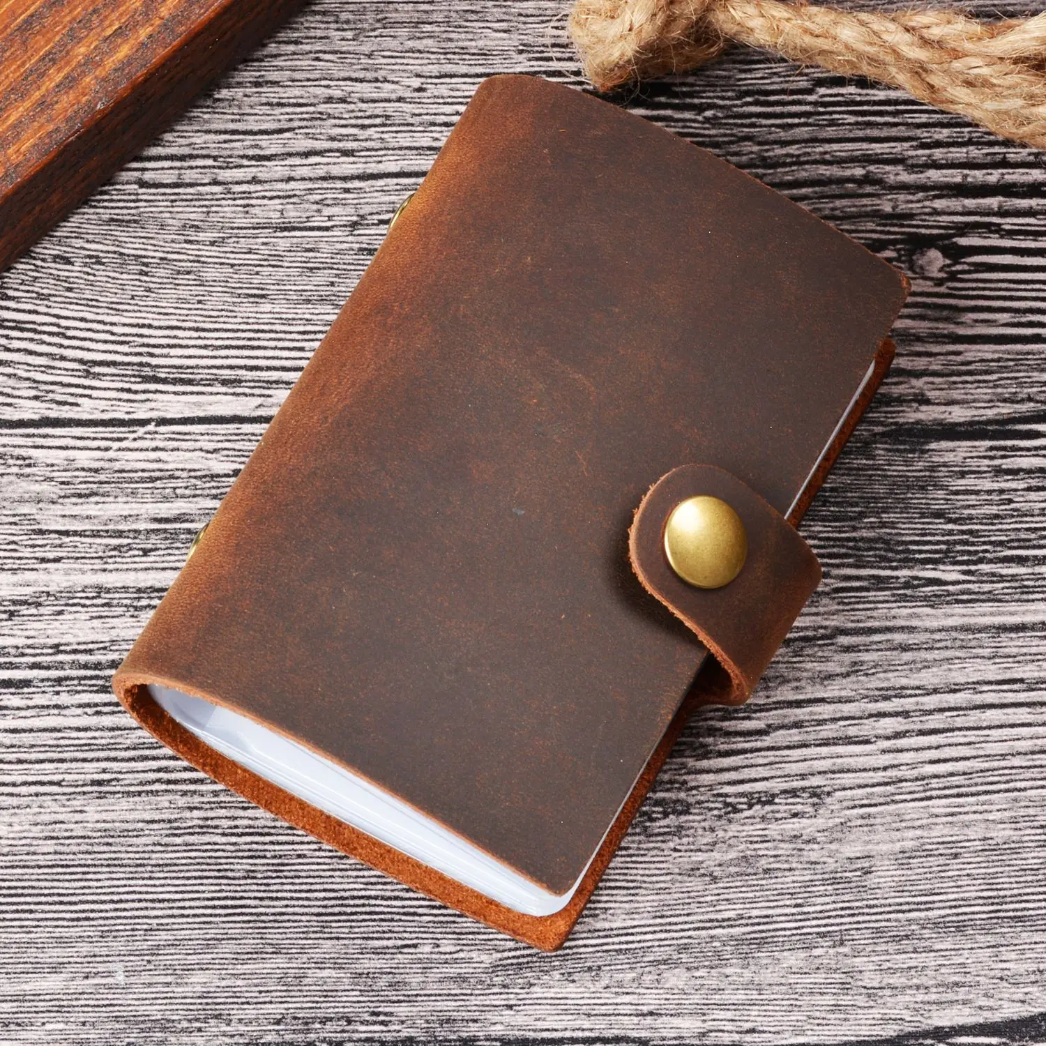 Stain-Resistant Snap-Button ID Card Holder for Men 20 Card Slots Secure Credit Card Wallet Photocard Album for Networking Events