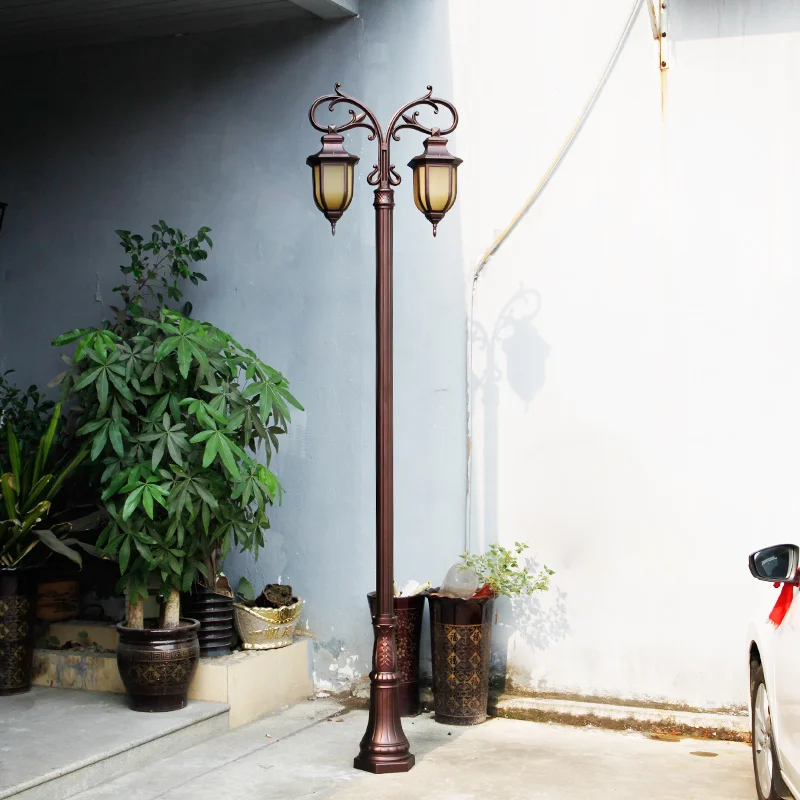 European style decorative vintage courtyard garden outdoor pole mounted luminaire led yard lamp