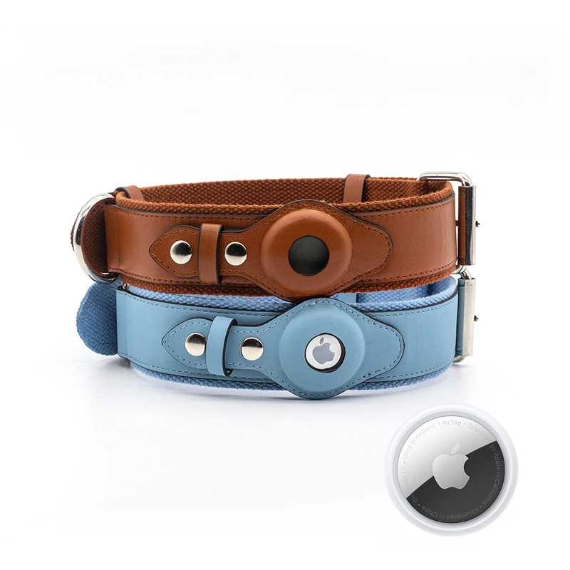 

Classic New GPS tracking Leather dog collar Soft Padded Adjustable Leather Dog Collar Luxury, Leather Pet Accessories Dog Collar, Brown,black,red,blue,green