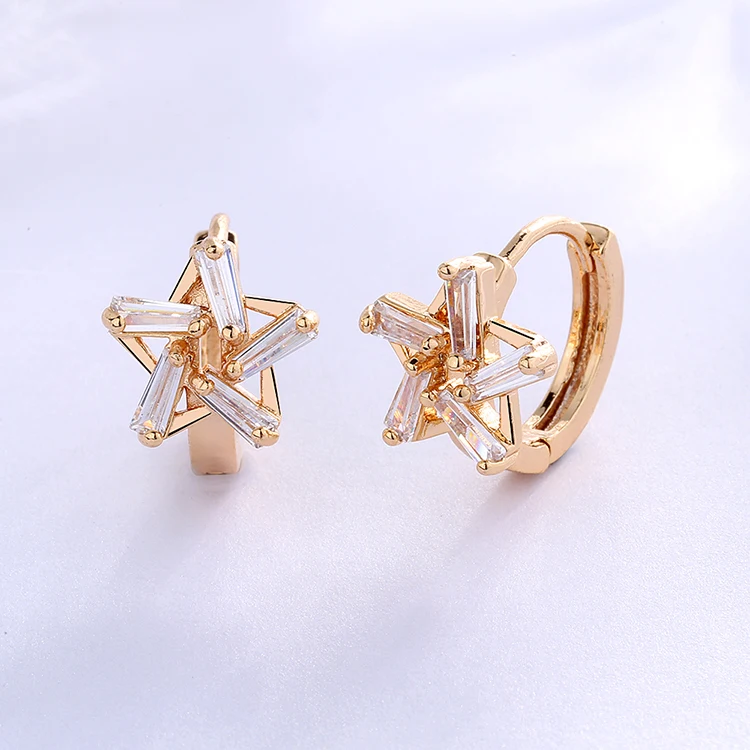 

Gold Color Flat Drop Huggie Earrings Classic Circle Charm Elegant Earrings For Women