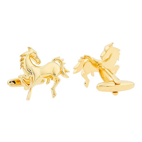 

2021 New Design Real Gold Plating Galloping Horse Cufflinks Chinese Zodiac Signs Horse Cufflinks Cuff Nails for Men