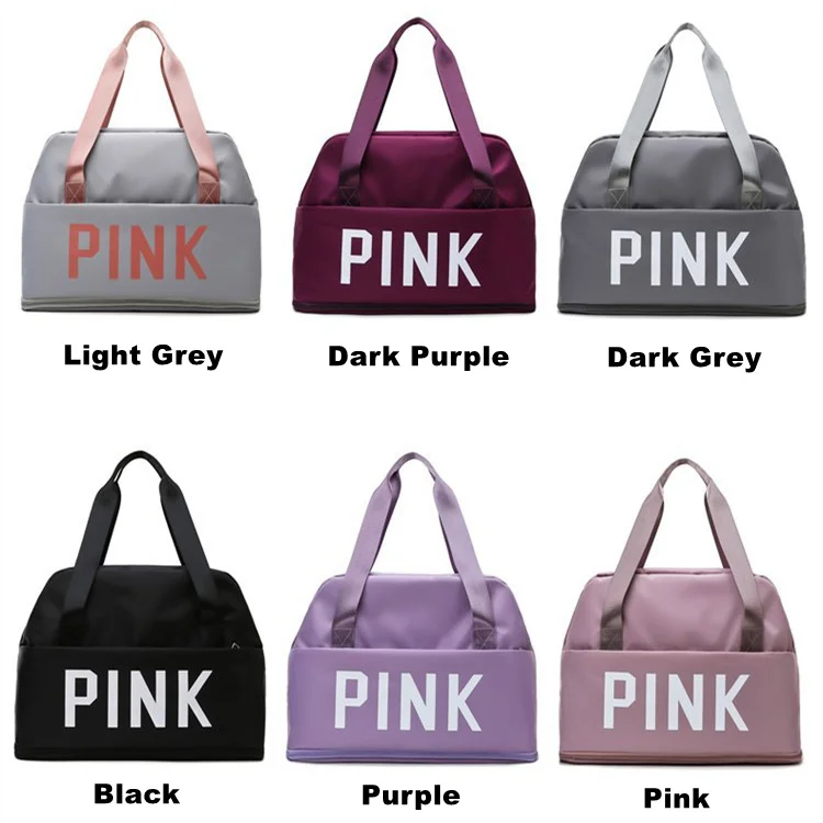 

Travel Accessoires 2021 Women Pink Overnight Bag Custom Logo Travel Sports Gym Bag Ladies Shopping Tote Duffel Bag, Blue/black/rose/pink/purple/navy/gray