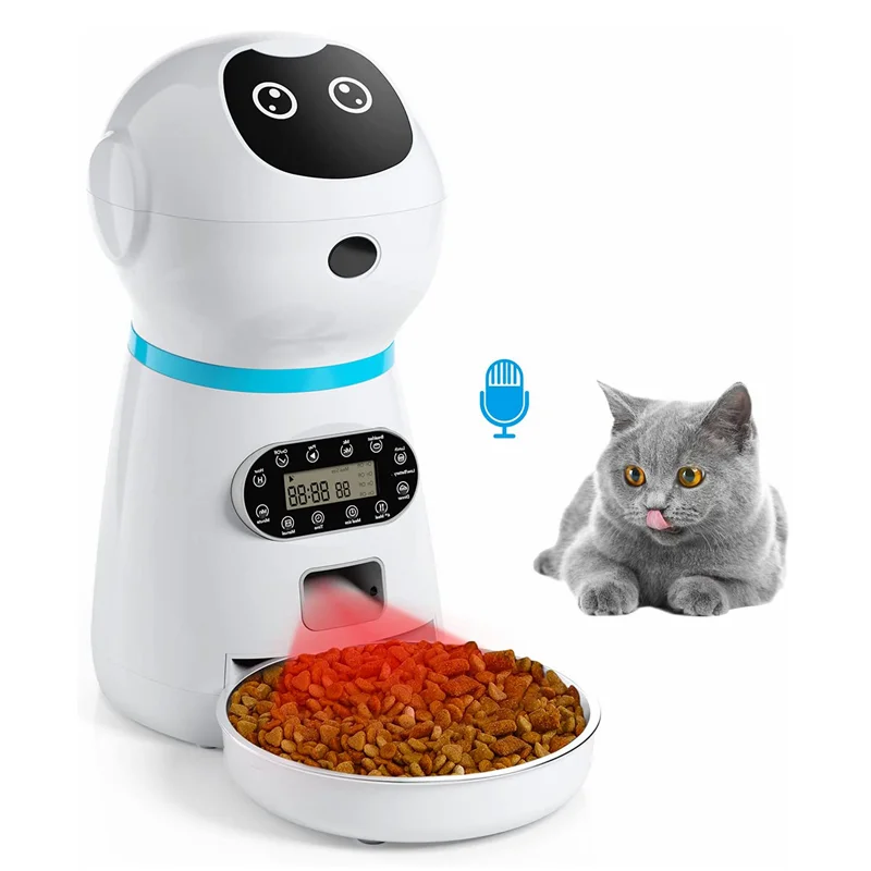 

3.5L Pet Robert Intelligent Feeder Automatic Voice Recorder Dog Cat Stainless Steel Bowl Dispenser Pet Smart Intelligent Feeder, White