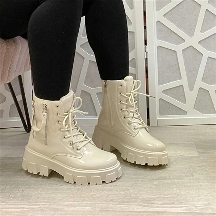 

T1126-womens shoes 2022 women leather shoes zipper martin boots for ladies, Picture