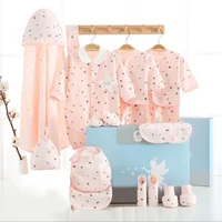 

100% cotton organic baby gift set hot sale wear 21 pcs box package knitted romper with bibs hat and blankets for infants