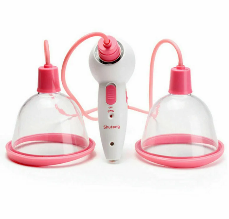 

Amazon hot selling electric breast enlargement sucker pump female/breast electric massage device vacuum pump, Pink + white