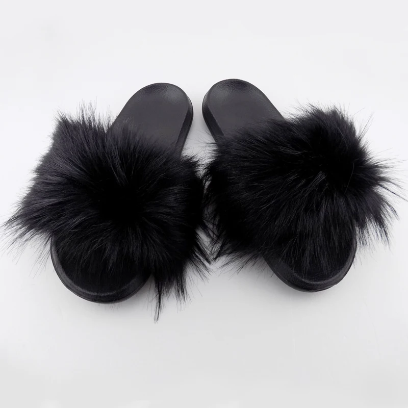 

fashion beautiful raccoon fur slipper for women, Show as picturs