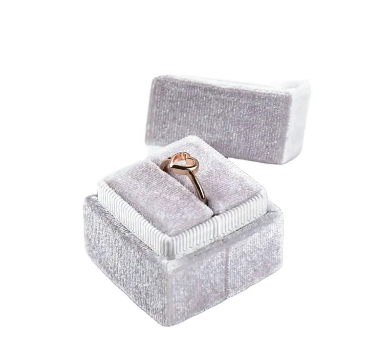 

Best-selling custom logo box square shape velvet ring packaging gift box, Customized color