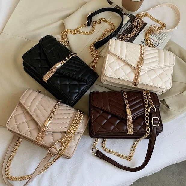 

2021 autumn and winter new retro texture thick chain wild atmospheric shoulder bag messenger, Coffee,black,white,khaki