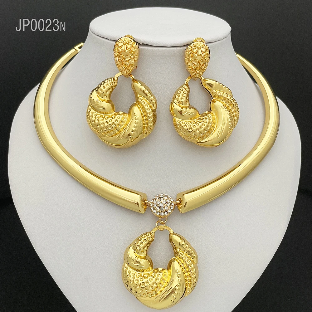 

African jewelry with Croissant shape pendant necklace earring for 18k gold plated alloy jewelry set
