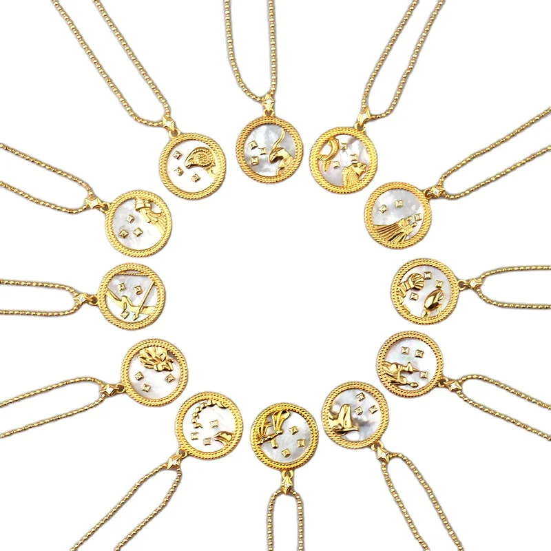 

Ready Shipping 2020 18K Gold Plated 925 Sterling Silver 12 Zodiac Sign Pendant Necklace for Women
