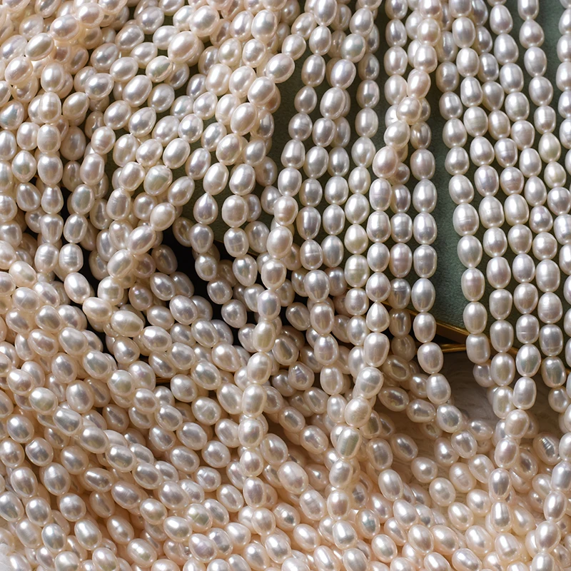 

6-7mm Rice Bead Natural Freshwater Pearl Semi-Finished Product Pearl Strand Rice Shape