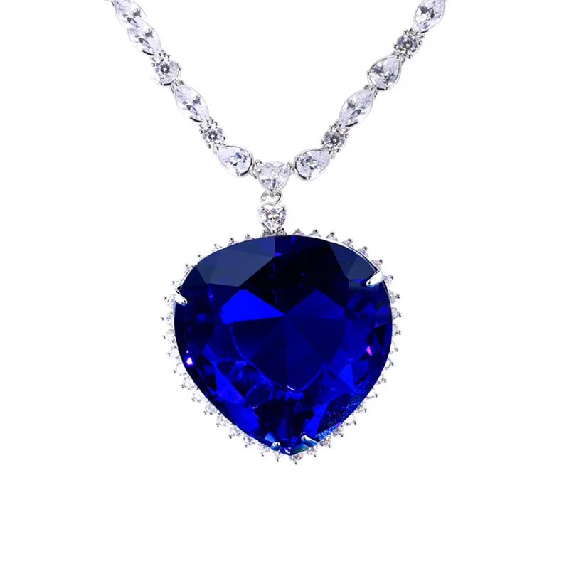 

XN4103 Xuping Jewelry Luxury Fashion Heart of the Ocean Necklace with Big Dark Blue Stone