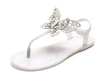

2020 fashion pvc jelly butterfly women flip flops slide sandals for women and ladies flat slippers ankle strap summer