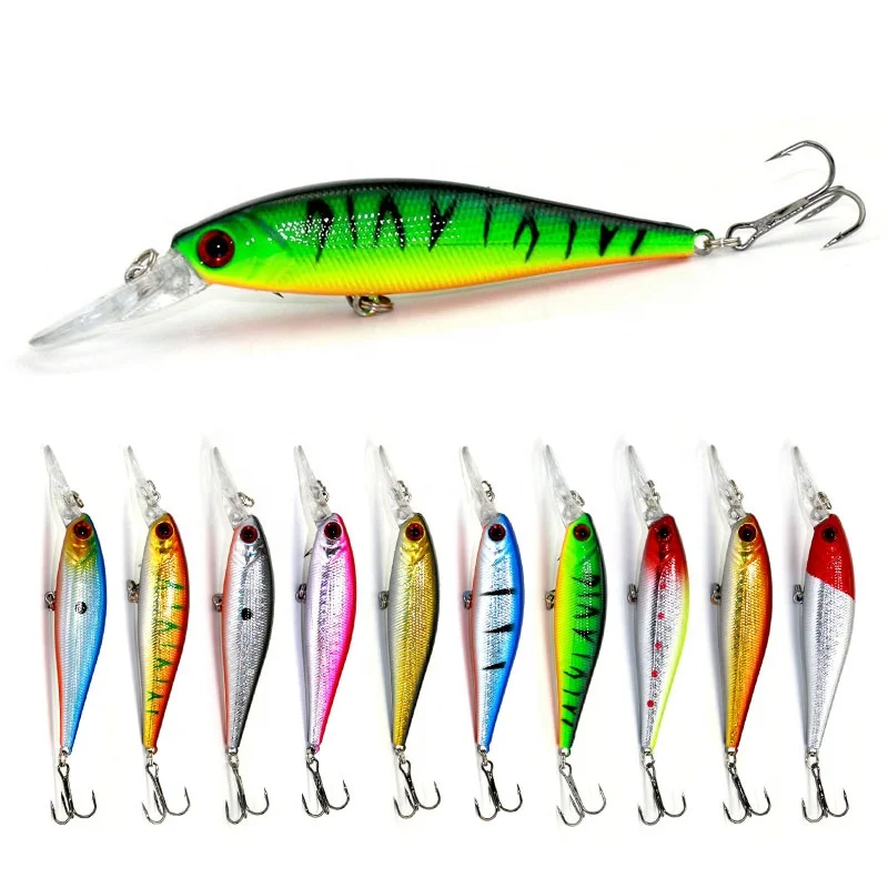 

Hot Sale Hengjia Fishing Tackle Hard Minnow Lure Artificial Bait Fishing Lures with 2 Fish Hook, 10 colour available/unpainted/customized