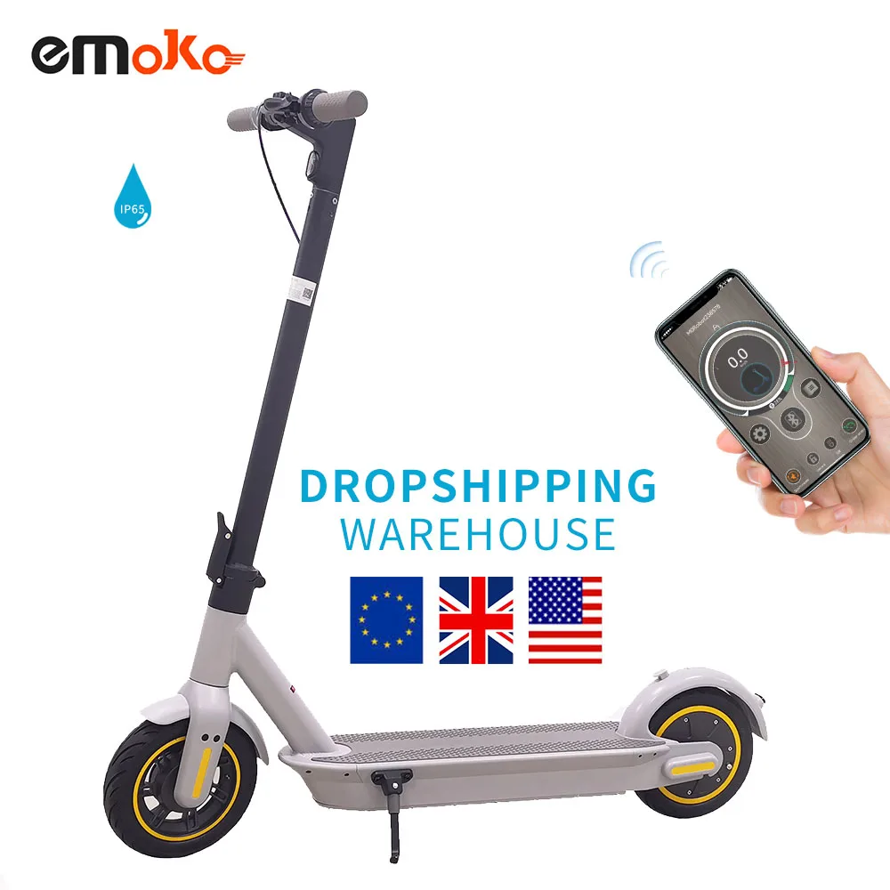 

Emoko electric scooter eu warehouse fast white color T4 MAX 10 inch foldable solid tyre drop shipping electric scooter