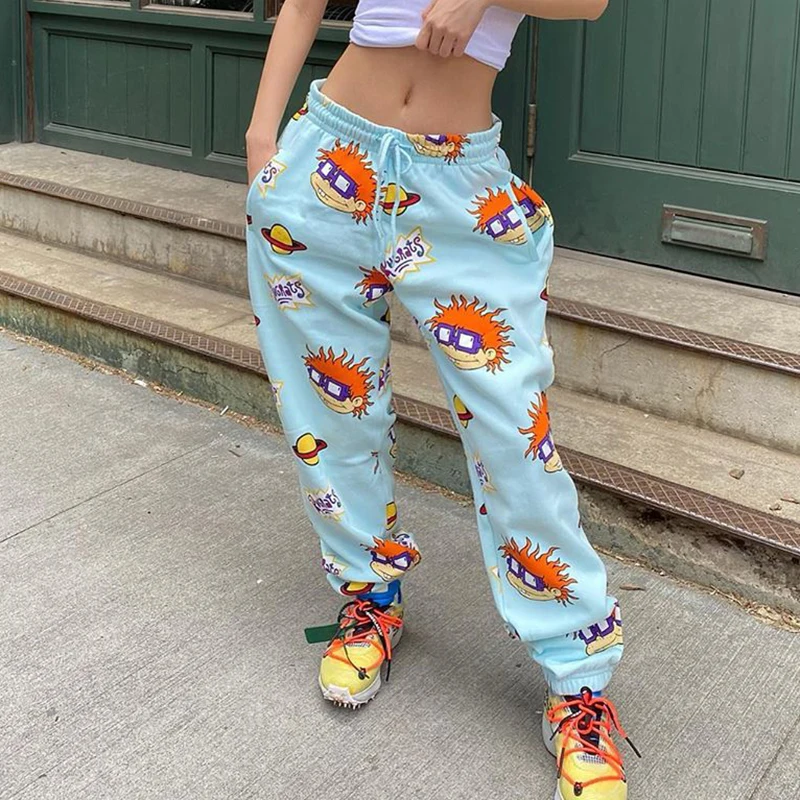 

Bomblook A20346P 2020 New Pattern Printed High Waist Loose Pants Women Dance Streetwear Casual Home Sweatpants