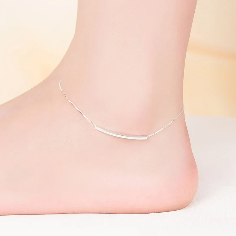 

Silver Plated Summer Beach Adjustable Link Chain Anklet Bracelet Smiling Bar Anklet